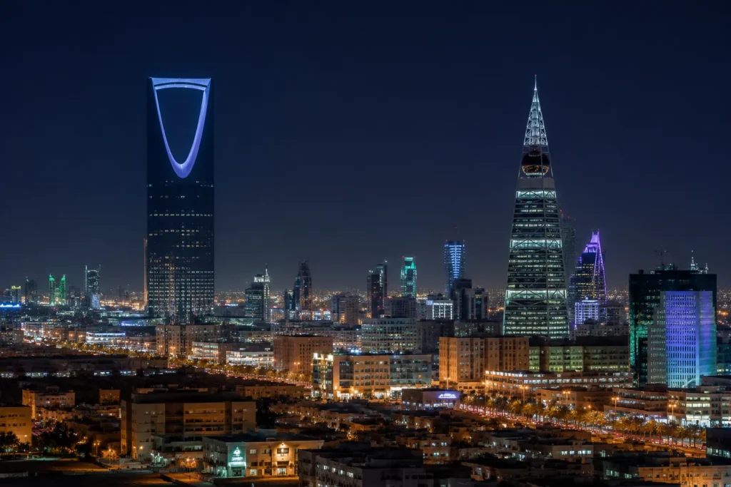 أفق مدينة الرياض عاصمة السعودية ليلا